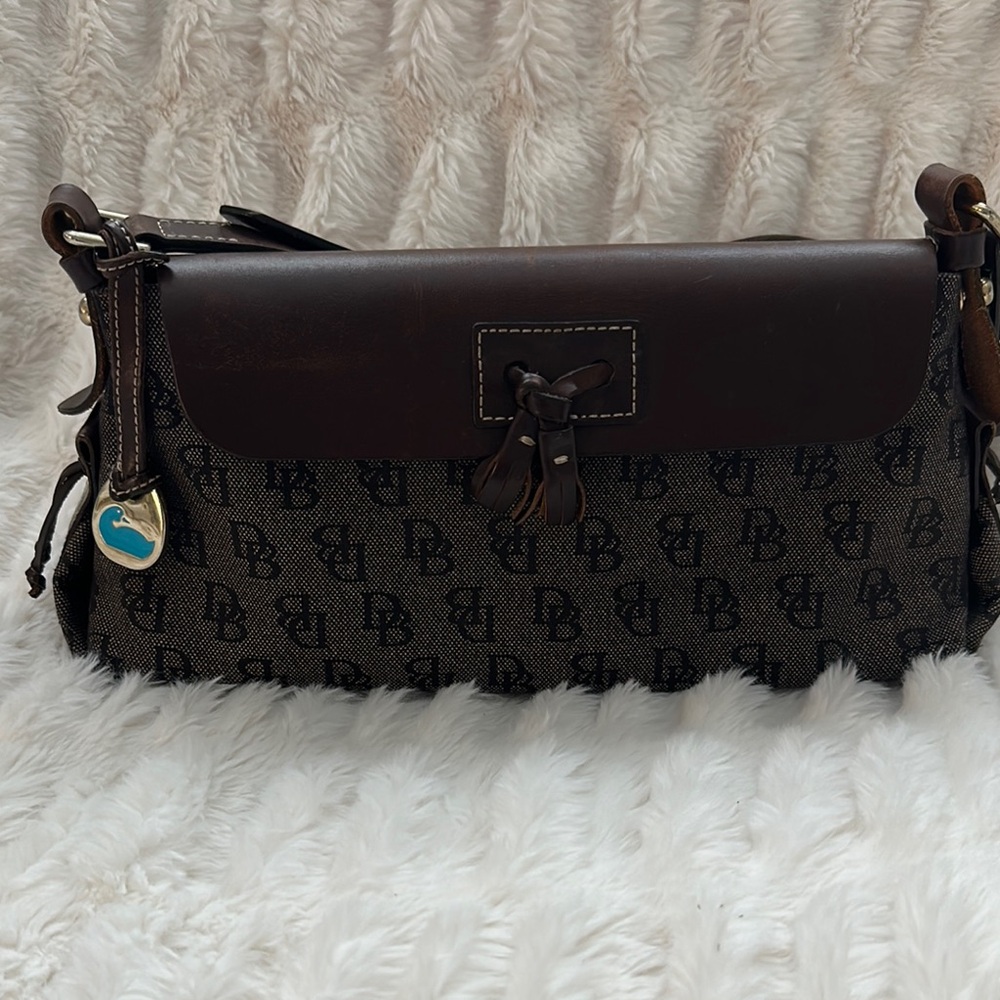 Dooney & Bourke Black and Brown Textured Shoulder Bag